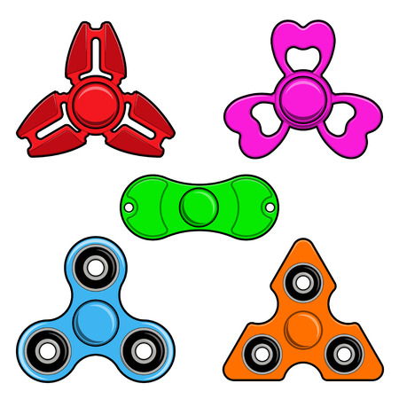 Set Hand spinner toys flat vector iconsのイラスト素材