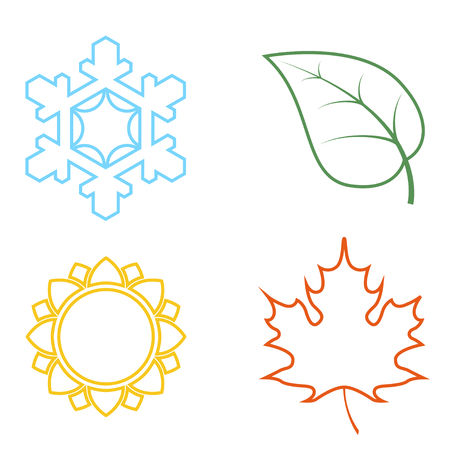 Four colored icons with seasons. Four nature seasons icon isolated on white background.のイラスト素材