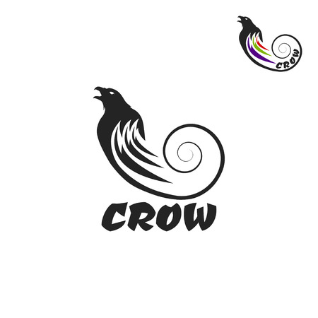 Black crow logo on a white background. Raven isolated.のイラスト素材