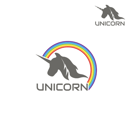 Logo unicorn is surrounded by a rainbowのイラスト素材