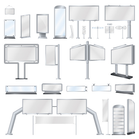 Set billboards and banners. Mockups for your advertisement blank big billboards.のイラスト素材