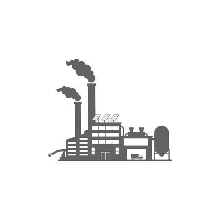 Factory and industrial buildings, in flat style, white background.のイラスト素材