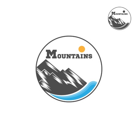 Mountain Logo. Liner design logo. Mountain and river. Vector Illutratorのイラスト素材