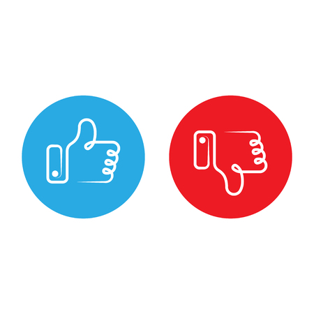 Set icon thumbs up. Outline symbols like for websites, web design, mobile app, infographics. Vector illustration.のイラスト素材