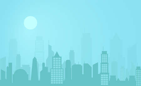 City Street Landscape at night. Modern City Skyline.のイラスト素材