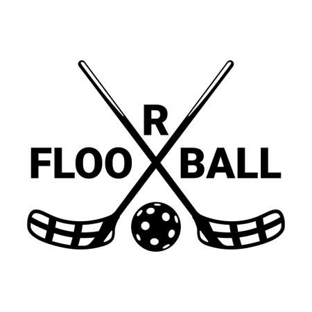Crossed floorball sticks icon and floorball ball.のイラスト素材