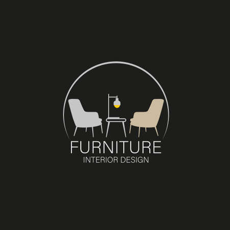 furniture design concept. Symbol and icon of chairs, sofas, tables, and home furnishings.のイラスト素材