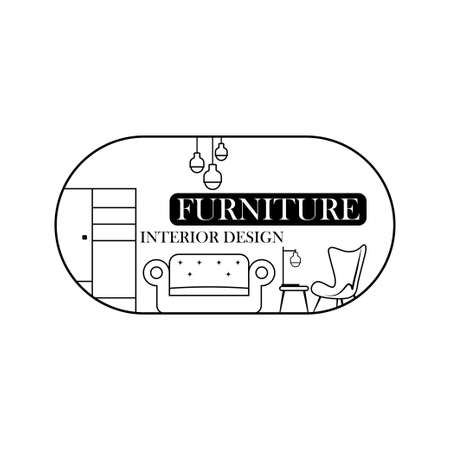 furniture, lines style. Symbol and icon of chairs, sofas, tables, and home furnishings.のイラスト素材