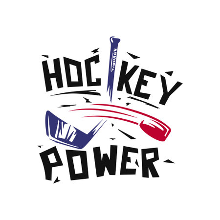 Hockey. The puck flies and hits the hockey stick.のイラスト素材