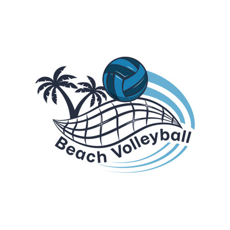 Beach Volleyball emblem logo designのイラスト素材
