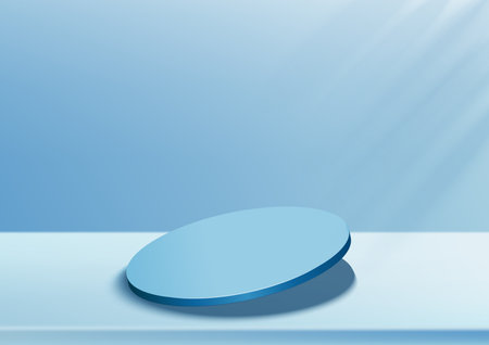 Display podium product light blue and white podium. Abstract 3D product background soft blue rendering. Stage for product. Vector illustrationのイラスト素材