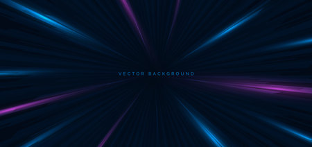 High speed blue and purple diagonal lines on dark blue background. High speed motion moving concept. Vector illustrationのイラスト素材