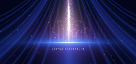 Gold lighting effect shining bokeh illustration on drak background. Party idea, celebration concept. Vector illustrationのイラスト素材