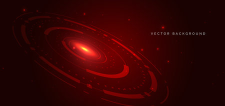 Futuristic technology hi tech red circles element on dark red background. Vector illustrationのイラスト素材