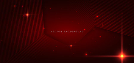 Technology red hexagon lines on dark red background. Vector illustrationのイラスト素材