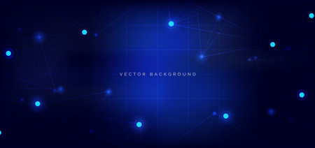 Technology blue lines glowing on dark blue background. Futuristic network connection concept. Vector illustrationのイラスト素材