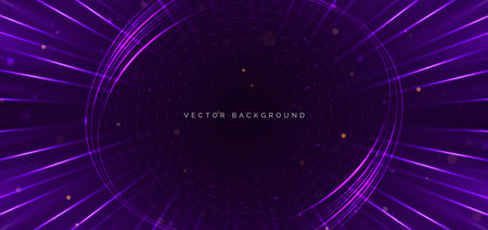 Purple circles lines on dark background. Speed motion moving concept. Vector illustrationのイラスト素材