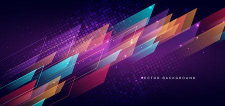 Modern abstract geometric colorful with lighting effec on dark background. Sport layout poster template design concept. Vector illustrationのイラスト素材