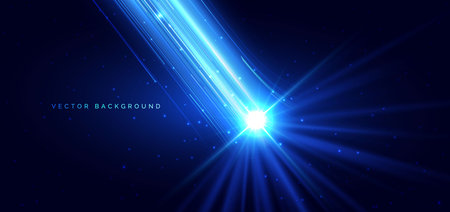 Blue beam diagonal with lighting effect sparkling on dark background. Techology hi speed concept. Vector illustrationのイラスト素材