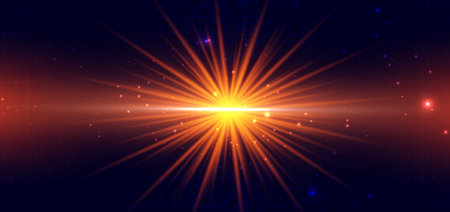 Abstract orange beam diagonal on dark background. Hi speed light concept. Vector illustrationのイラスト素材
