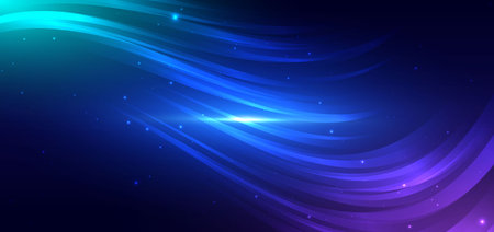 Futuristic waves lines blue background. Technology speed motion movement. Vector illustrationのイラスト素材