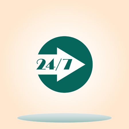 Open 24 7 icon with clockのイラスト素材
