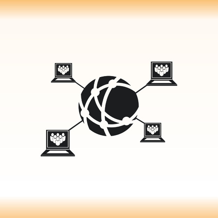 Holding globe, social network icon, vector illustrationのイラスト素材