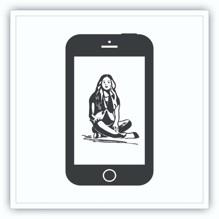 The handset, phone icon, vector illustration.のイラスト素材