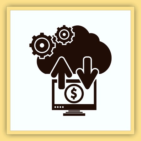 Financial Services Cloud, Money icon, Finance Icon, vector illustration. Flat design styleのイラスト素材