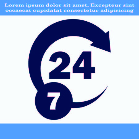 Open 24 7 icon with clockのイラスト素材