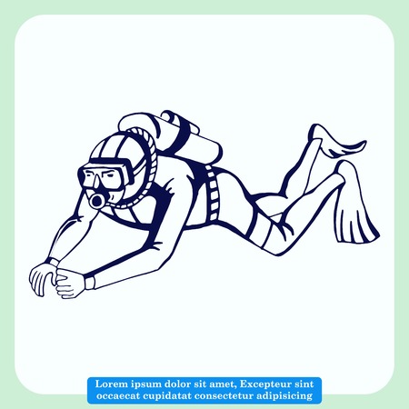 Diver icon, Extreme sports icon, diving icon. Vector illustration.のイラスト素材