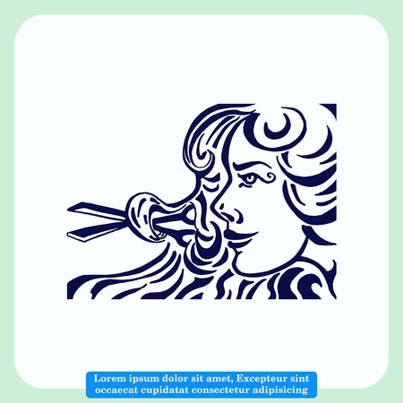 Barber icon, beauty salon logo, hair style silhouette .  Flat Vector illustrationのイラスト素材