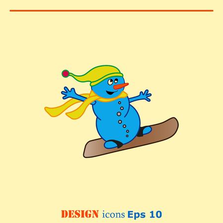 Snowman, vector illustration. Flat design style. Christmas card.のイラスト素材