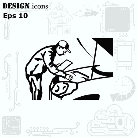 Automotive repair, Car Mechanic Vector Icon.のイラスト素材