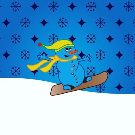 Snowman, vector illustration. Flat design style. Christmas card.のイラスト素材