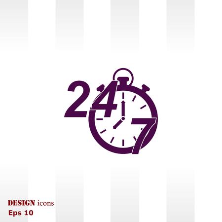 Open 24 7 icon with clockのイラスト素材