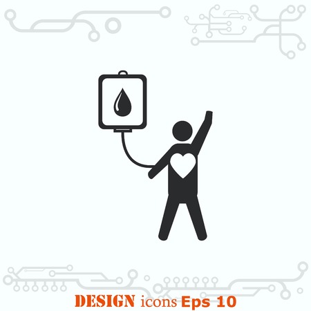 Blood donation icon, vector illustration. Flat design style. The container transfusion icon.のイラスト素材