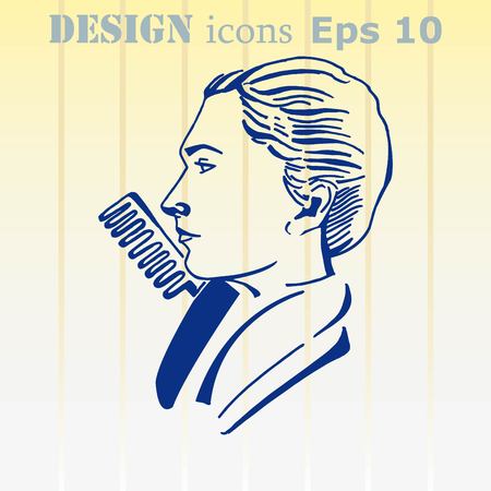 Barber icon, beauty salon logo, hair style silhouette .  Flat Vector illustrationのイラスト素材