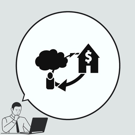 Financial Services Cloud, Money icon, Finance Icon, vector illustration. Flat design styleのイラスト素材