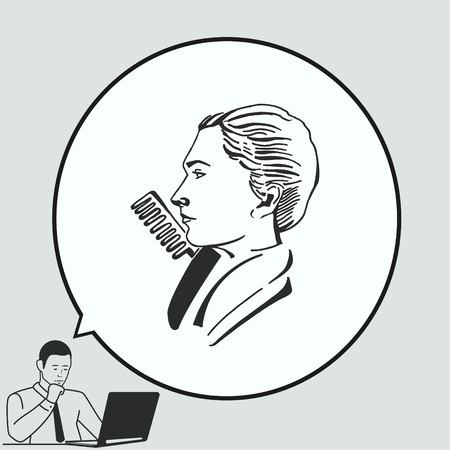 Barber icon, beauty salon logo, hair style silhouette .  Flat Vector illustrationのイラスト素材
