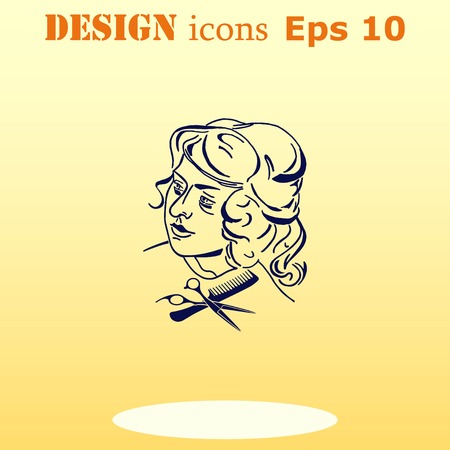 Barber icon, beauty salon logo, hair style silhouette .  Flat Vector illustrationのイラスト素材
