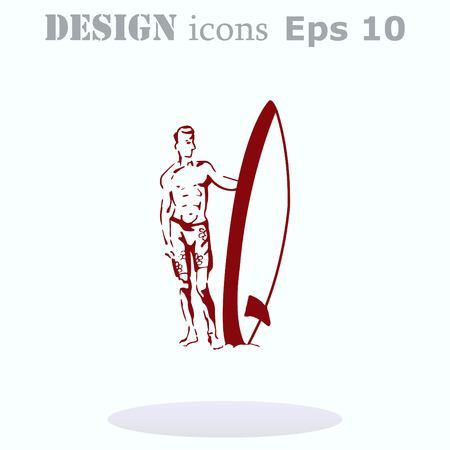 A man with a surfboard.  Vector illustration. Logo, icon.のイラスト素材