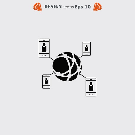 Holding globe, social network icon, vector illustrationのイラスト素材