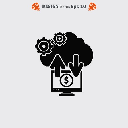 Financial Services Cloud, Money icon, Finance Icon, vector illustration. Flat design styleのイラスト素材