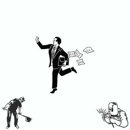 running businessman. The success of the concept. Search problem solving.のイラスト素材