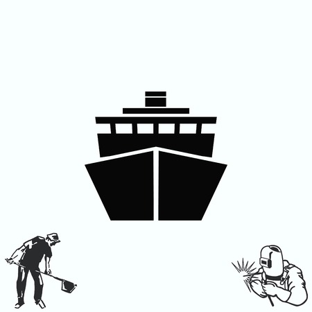 Ship icon, illustration. Flat design style.のイラスト素材