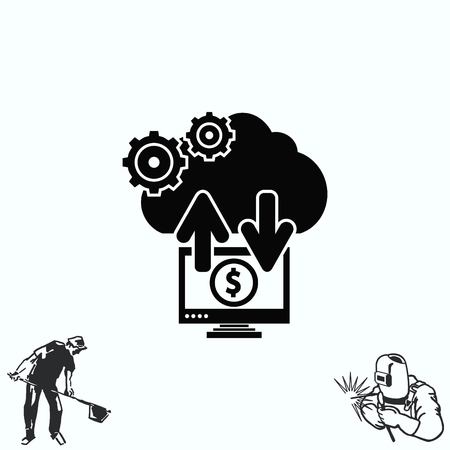 Financial Services Cloud, Money icon, Finance Icon, illustration. Flat design styleのイラスト素材