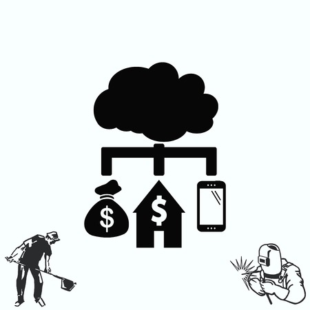 Financial Services Cloud, Money icon, Finance Icon, illustration. Flat design styleのイラスト素材