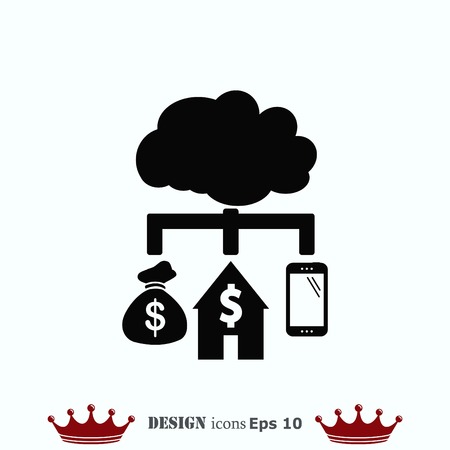 Financial Services Cloud, Money icon, Finance Icon, vector illustration. Flat design styleのイラスト素材