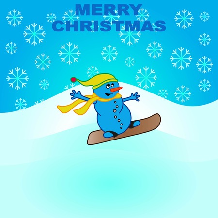 Snowman, vector illustration. Flat design style. Christmas card.のイラスト素材